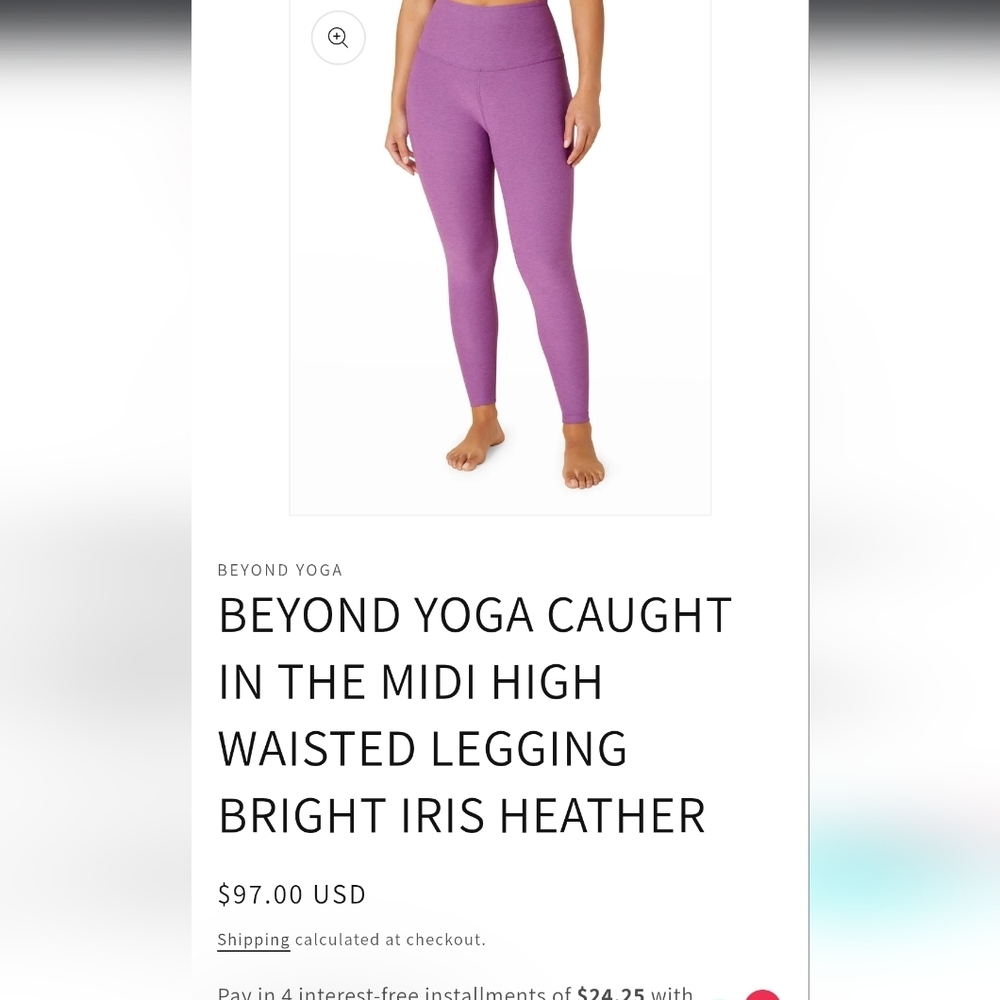 Beyond Yoga Size Large Caught In  Mid High Waisted Legging Bright Iris Heather